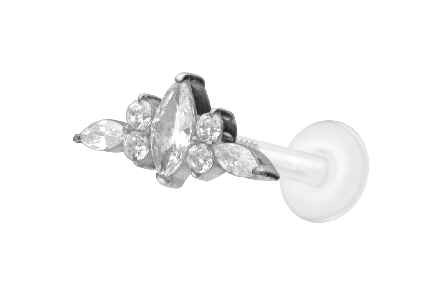 PTFE Labret Piercing mit Innengewinde + Titan-Aufsatz DESIGN